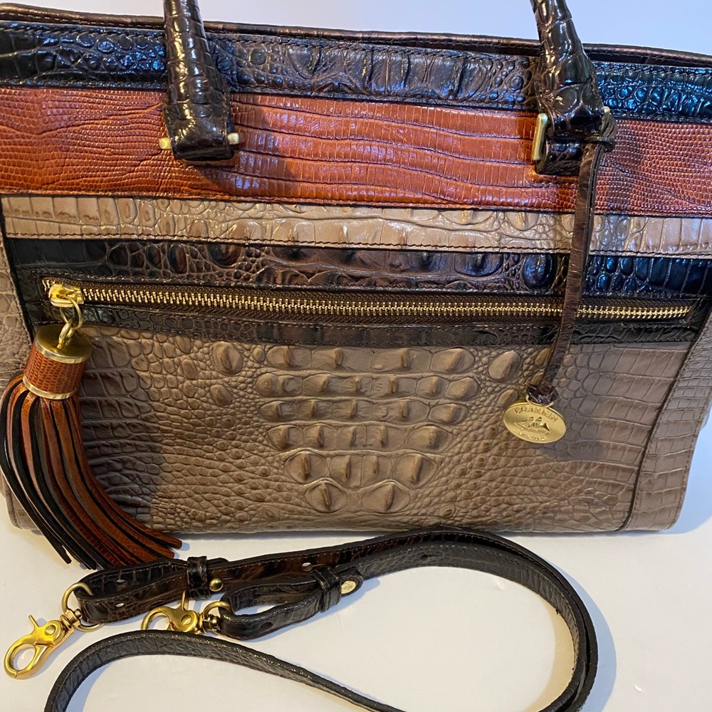 Elegant Brahmin Crocodile-Embossed Multi-colored Handbag - Picture 3 of 10